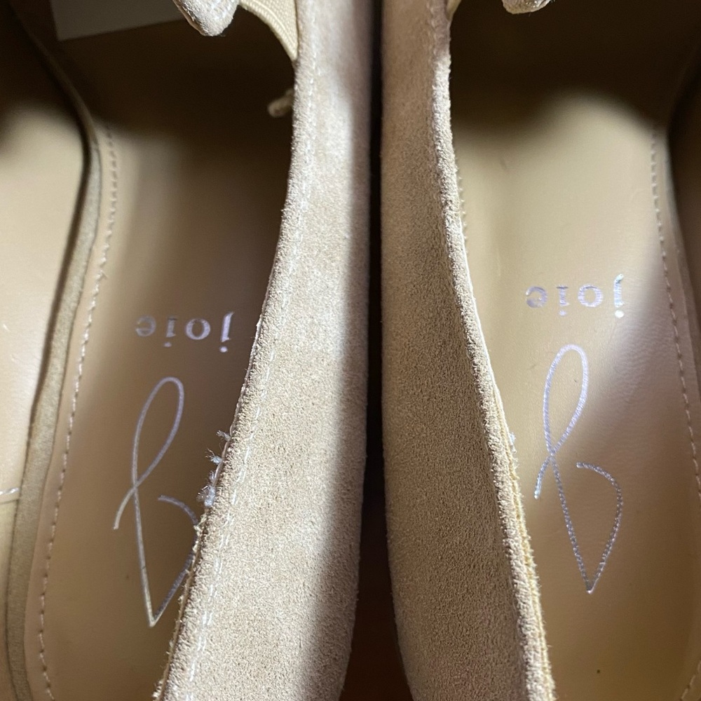 Joie Heeled Loafers Suede Square Toe Block Heel Tan Cushion Insole Womens Size 8 - Picture 11 of 13